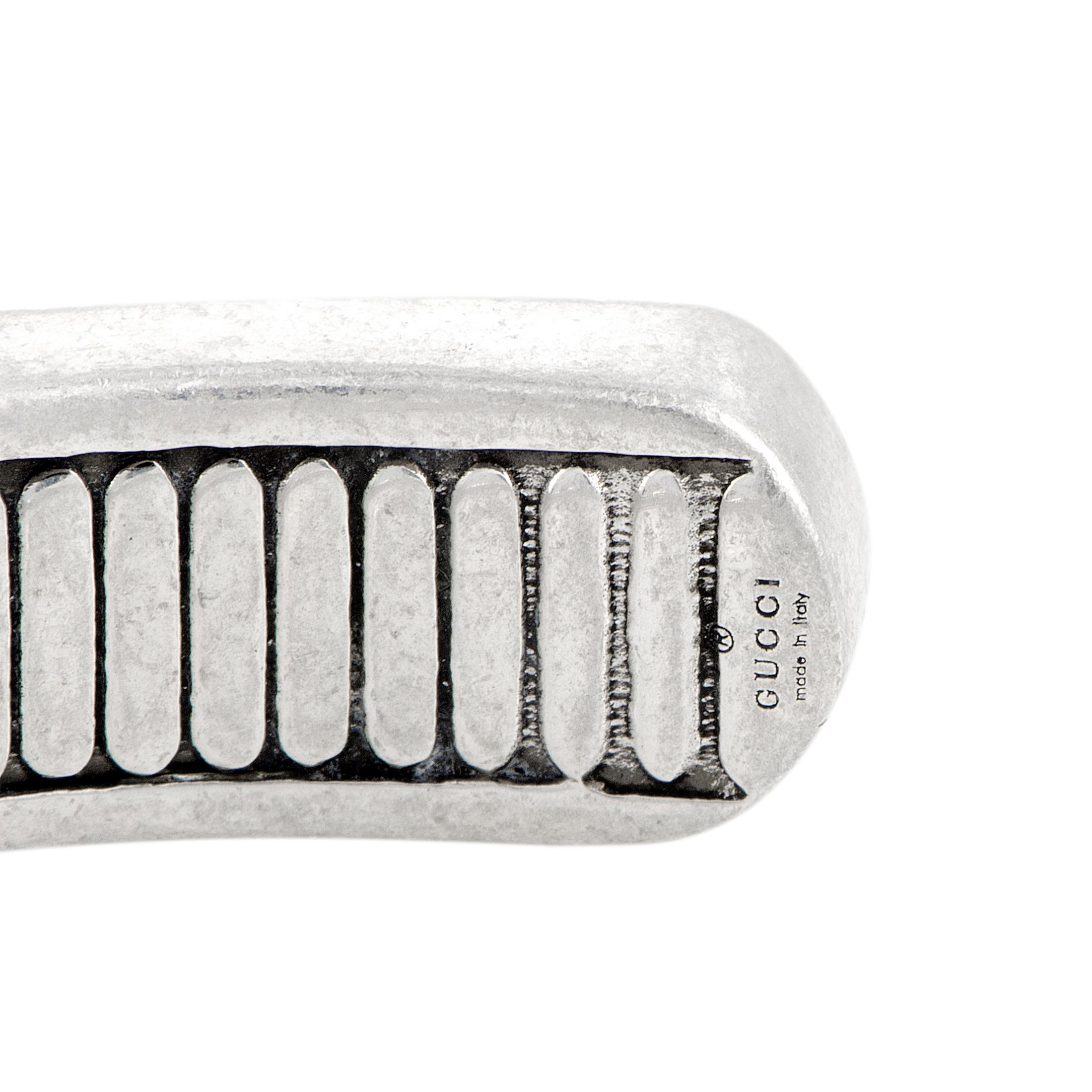 Women's Gucci GG Marmont Aged Sterling Silver Double G Motif Cuff Bracelet
