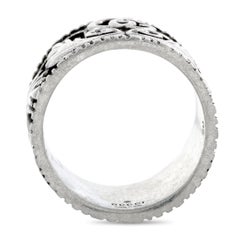 Gucci GG Marmont Aged Sterling Silver Double G Motif Ring