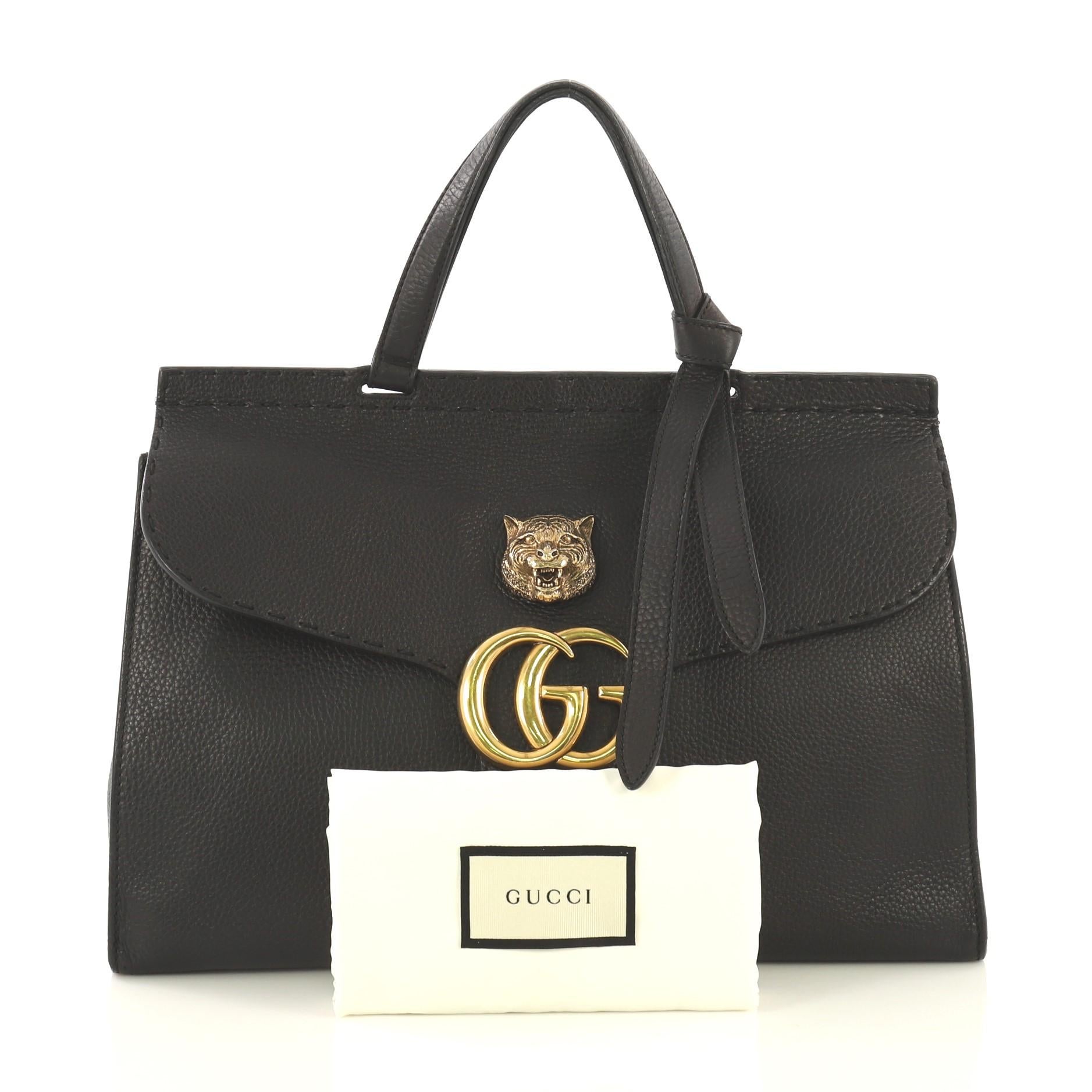 Gucci GG Marmont Animalier Top Handle Bag Leder Medium