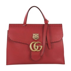 Gucci GG Marmont Animalier Top Handle Bag Leder Medium