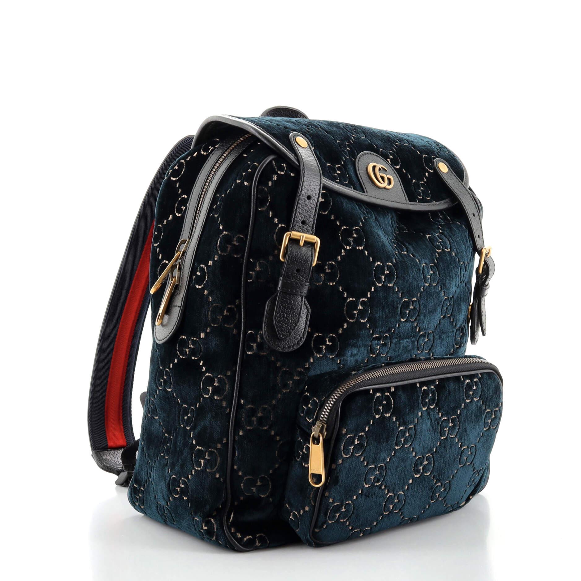 Gucci GG Marmont Rucksack GG aus Samt klein (Schwarz)
