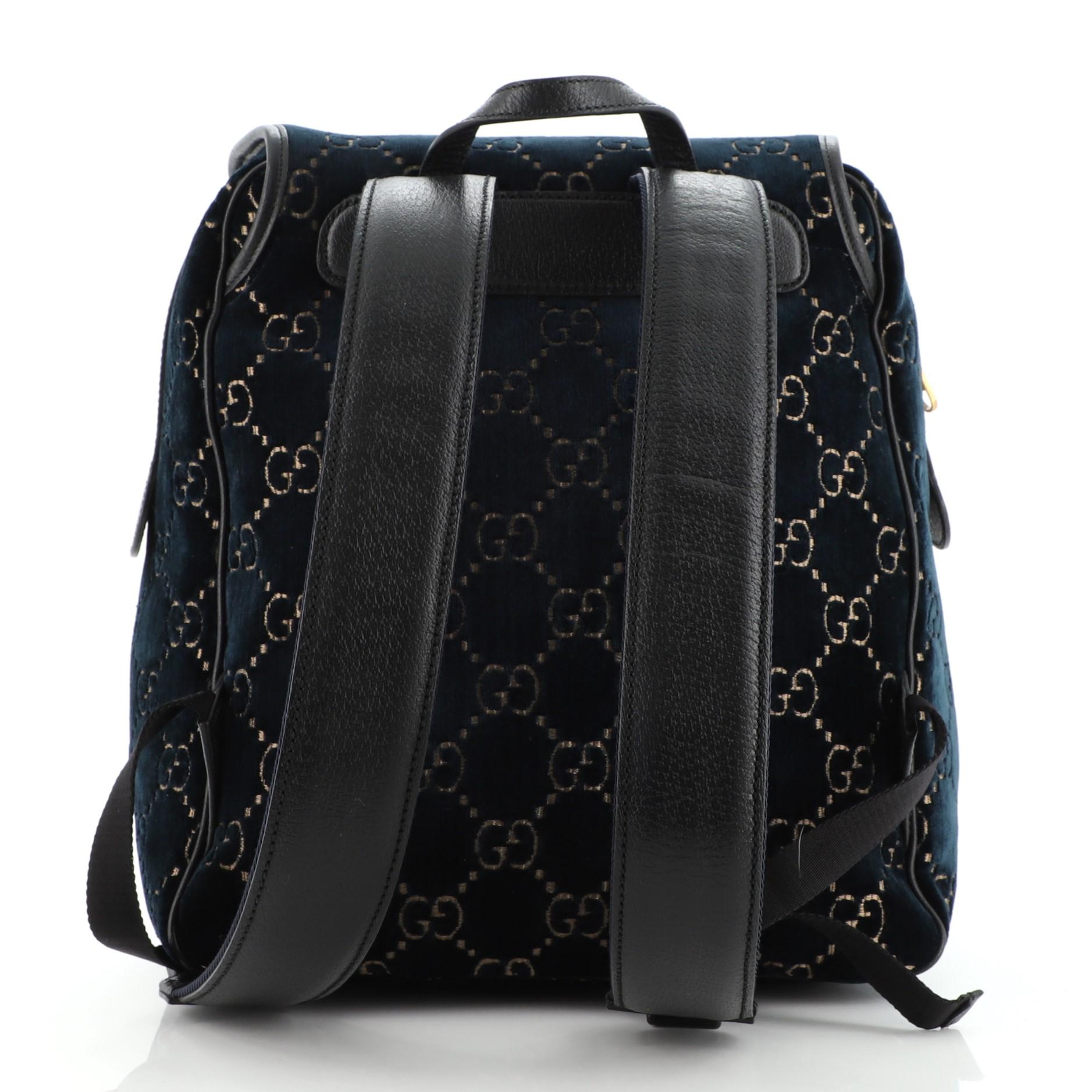 Black Gucci GG Marmont Backpack GG Velvet Small