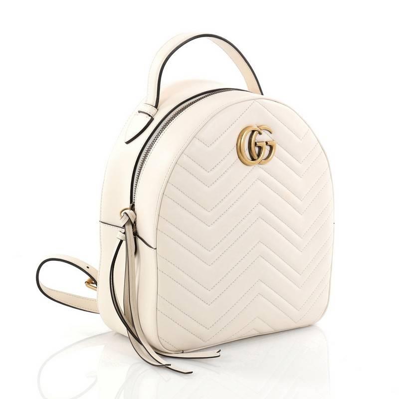 White Gucci GG Marmont Backpack Matelasse Leather Small
