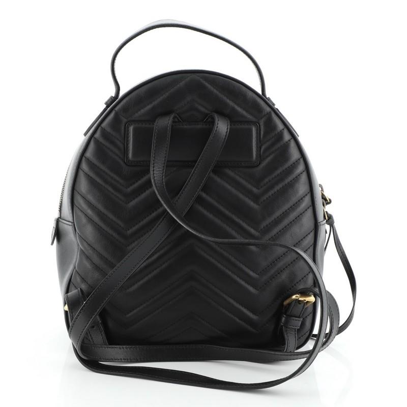 Black Gucci GG Marmont Backpack Matelasse Leather Small