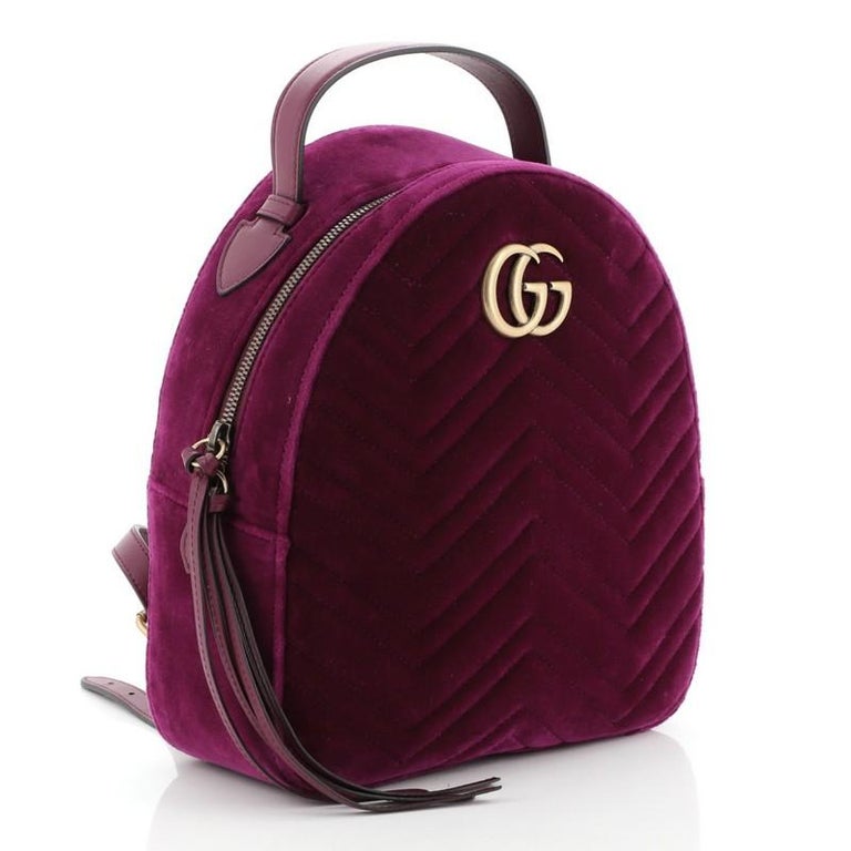Gucci Gg Marmont Backpack Matelasse Velvet Small For Sale At 1stdibs