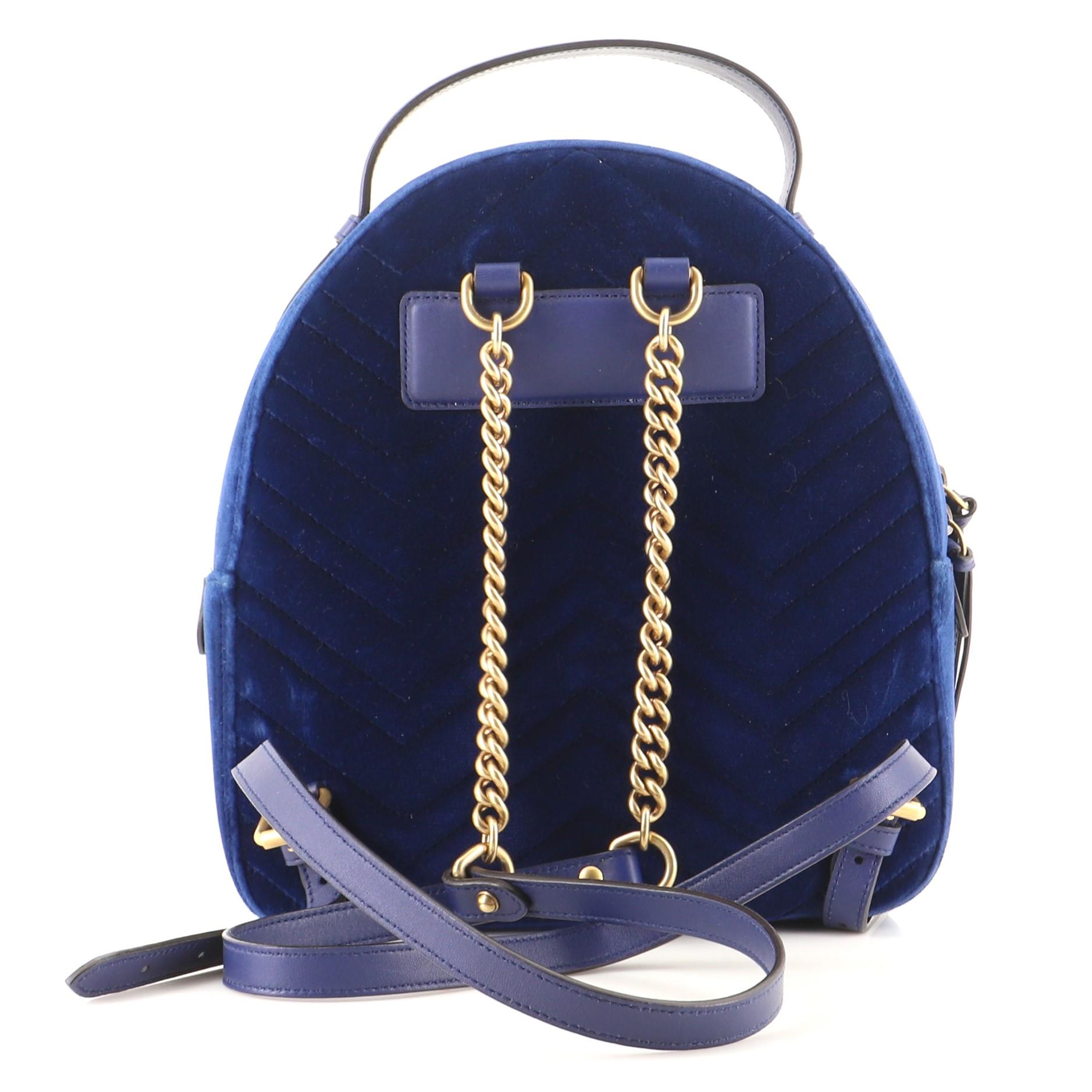 gucci blue velvet backpack