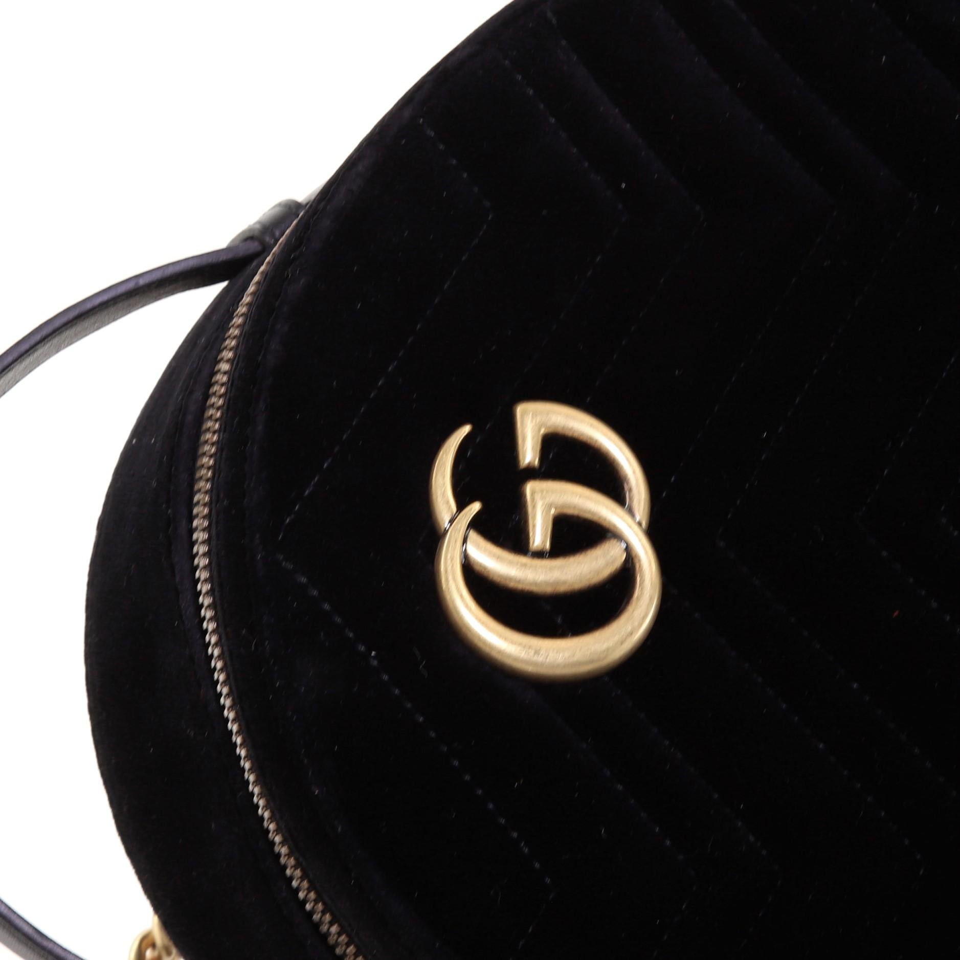Black  Gucci GG Marmont Backpack Matelasse Velvet Small