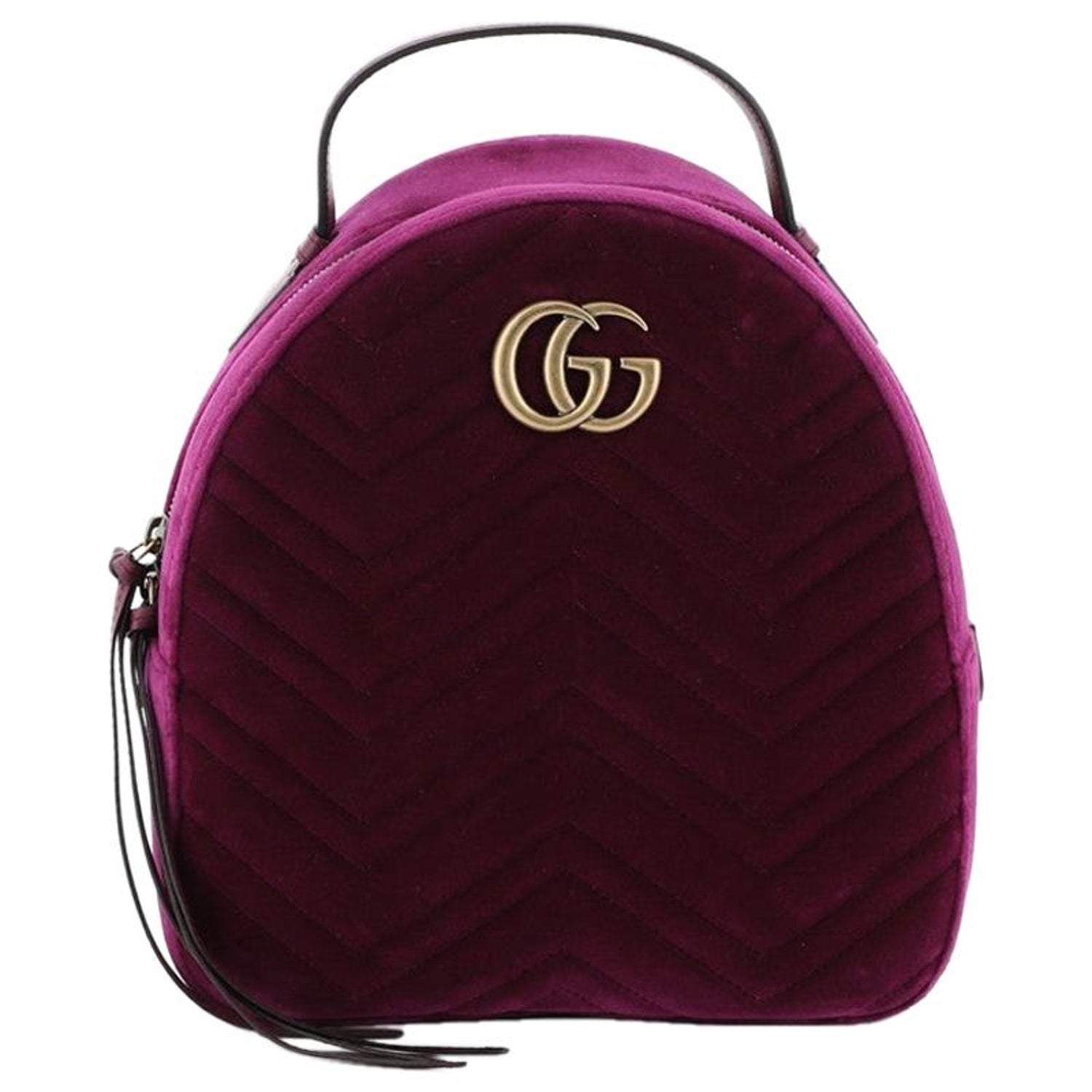 Gucci Velvet Backpack Red IN With Antique Gold Coloured