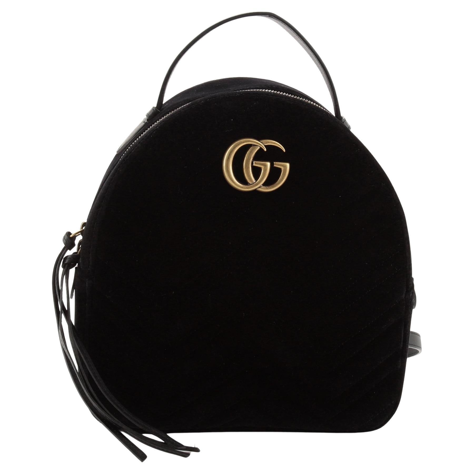 Gucci GG Marmont Leather Trimmed Quilted Velvet Backpack at 1stDibs