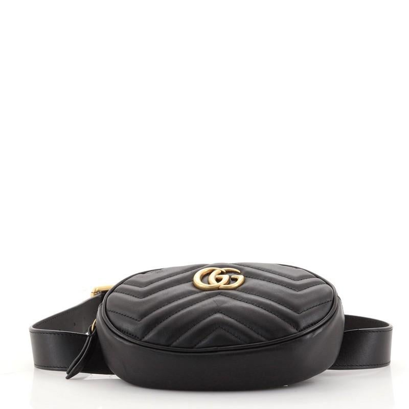 Black Gucci GG Marmont Belt Bag Diagonal Quilted Leather