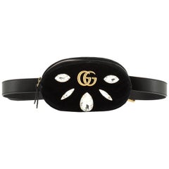 Gucci GG Marmont Belt Bag Embellished Matelasse Velvet 