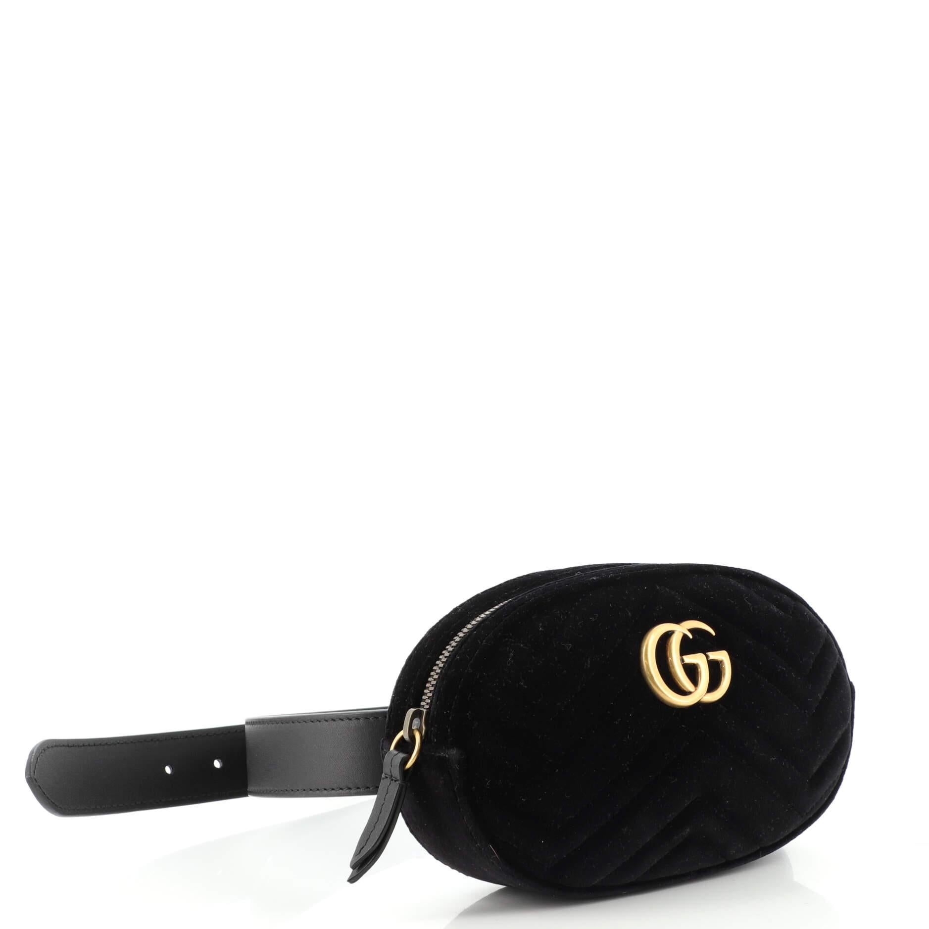 Black Gucci GG Marmont Belt Bag Matelasse Velvet