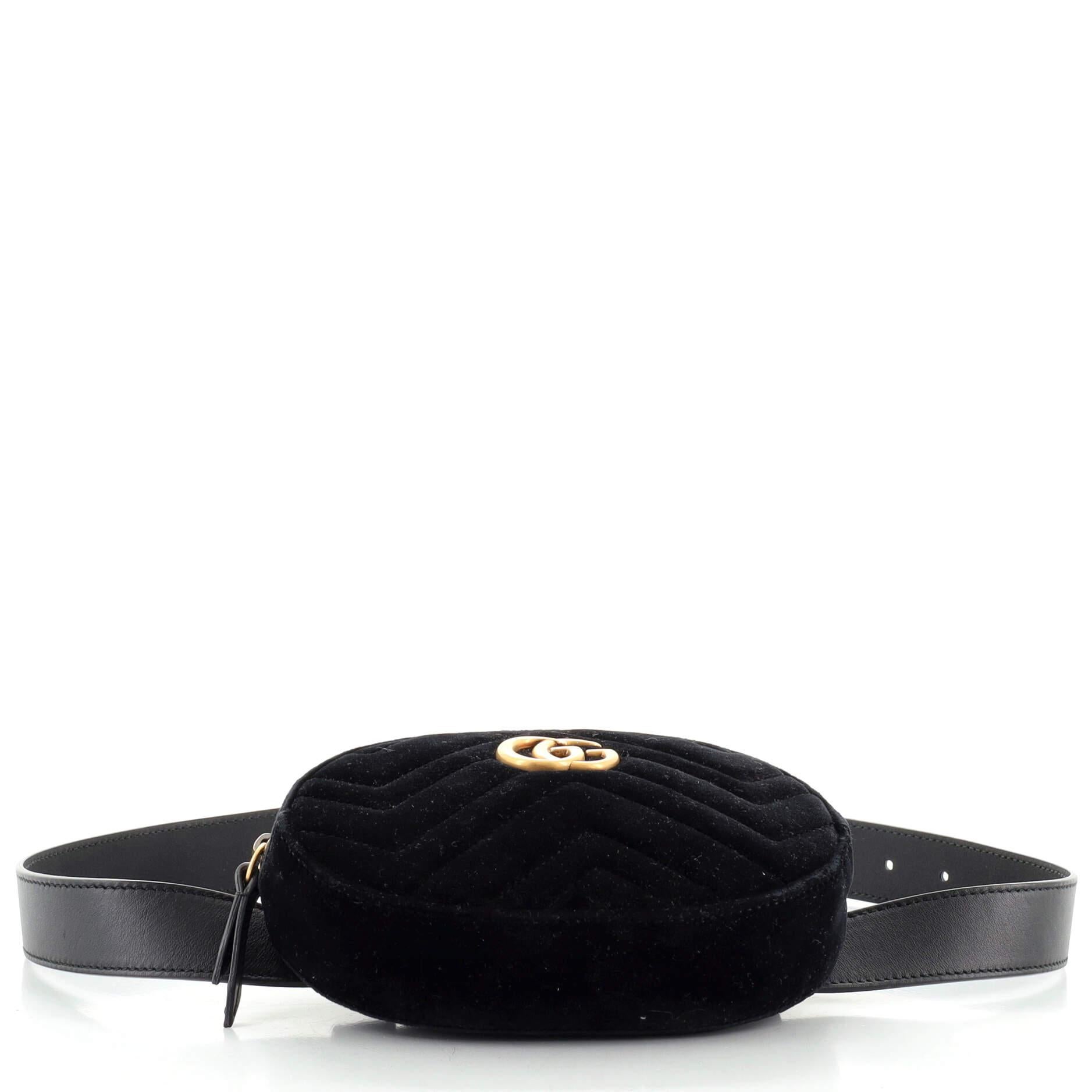 Gucci GG Marmont Belt Bag Matelasse Velvet In Good Condition In NY, NY