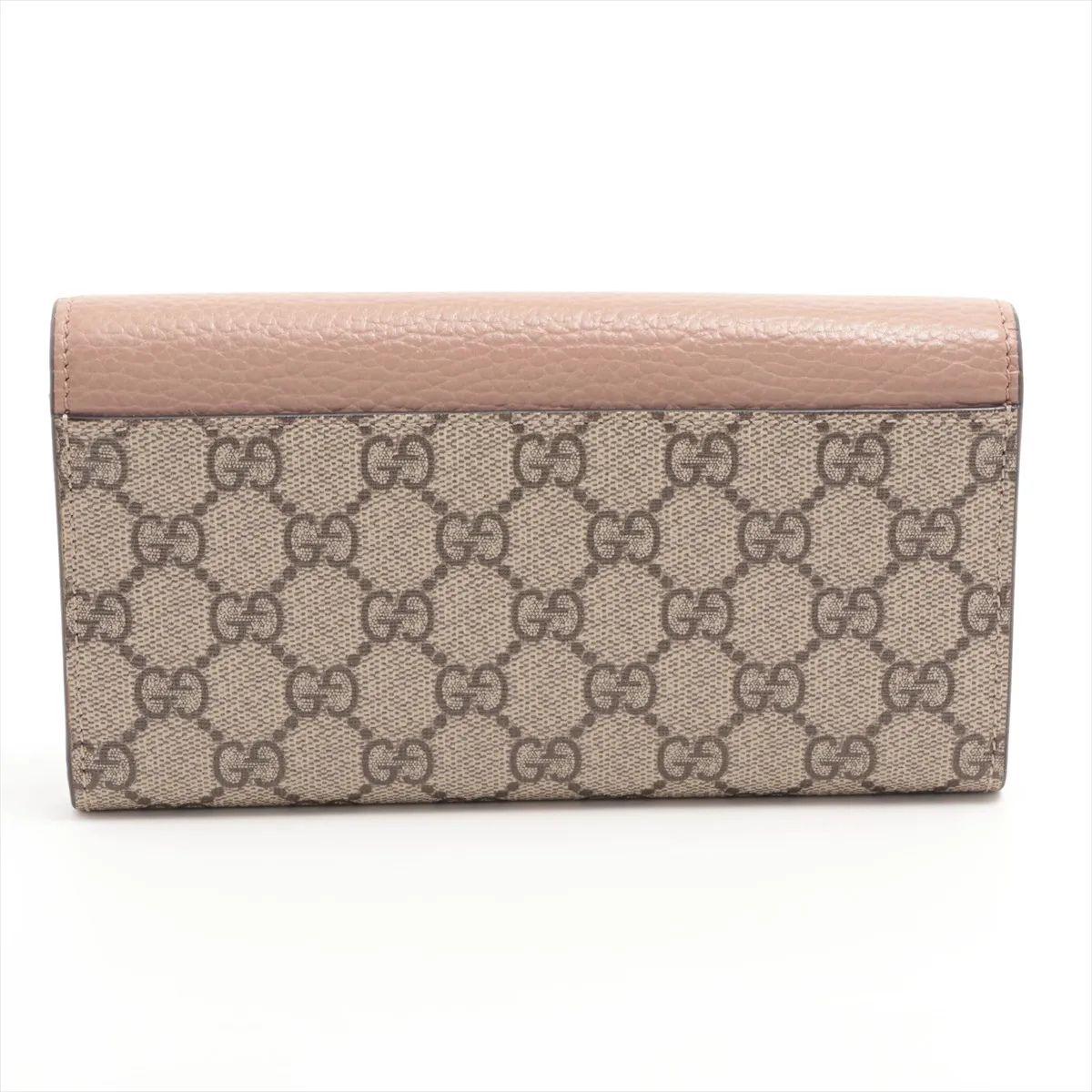 Marron Gucci GG Marmont Portefeuille en cuir bicolore continental Rose poussiéreux x Beige en vente