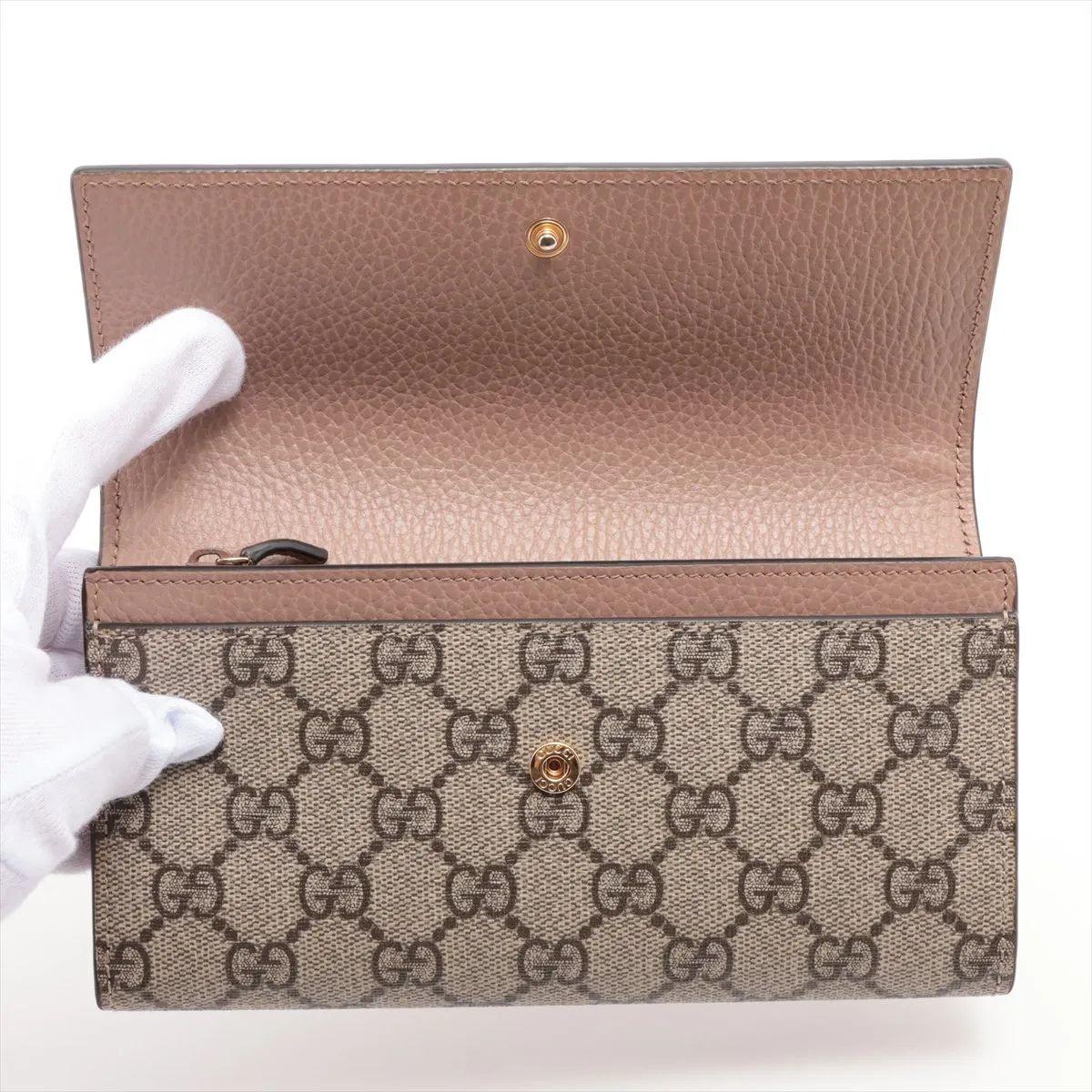 Gucci GG Marmont Portefeuille en cuir bicolore continental Rose poussiéreux x Beige Bon état - En vente à Humacao, PR