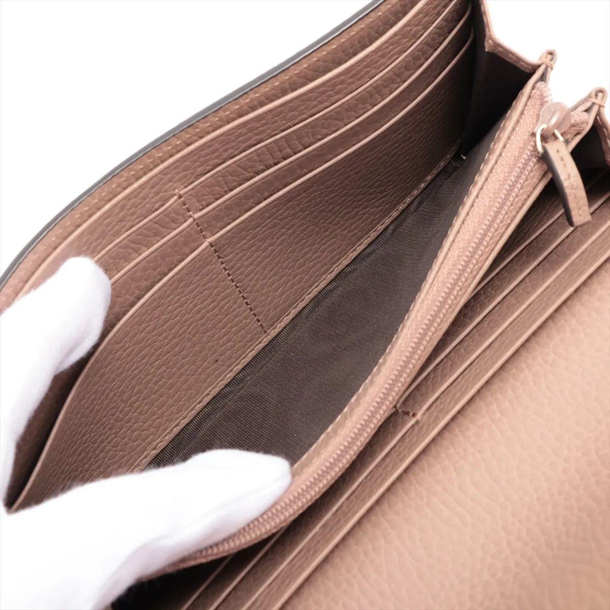 Gucci GG Marmont Portefeuille en cuir bicolore continental Rose poussiéreux x Beige Pour femmes en vente