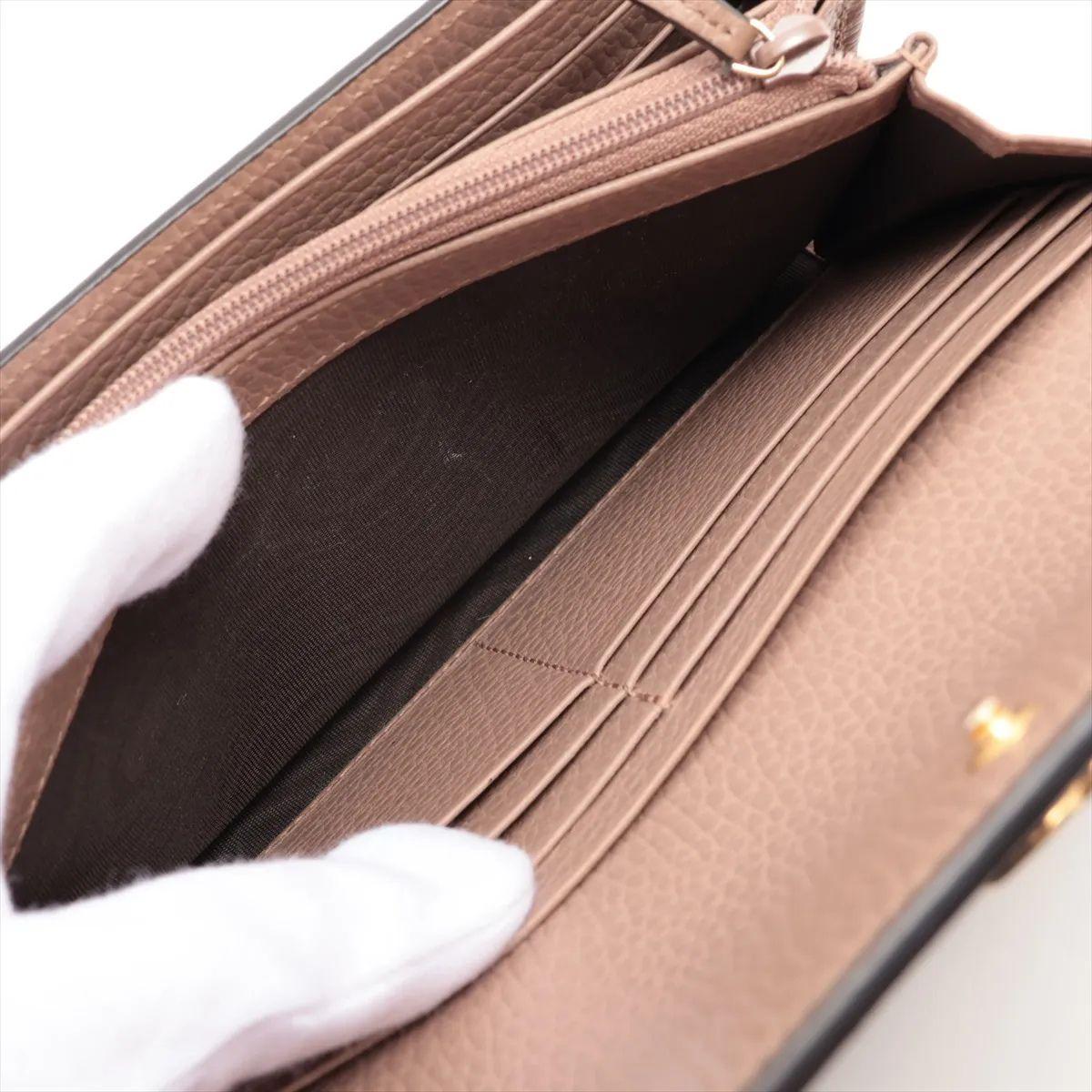 Gucci GG Marmont Portefeuille en cuir bicolore continental Rose poussiéreux x Beige en vente 1