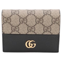 Gucci GG Marmont Bi-color Leather Compact Wallet Black x Beige