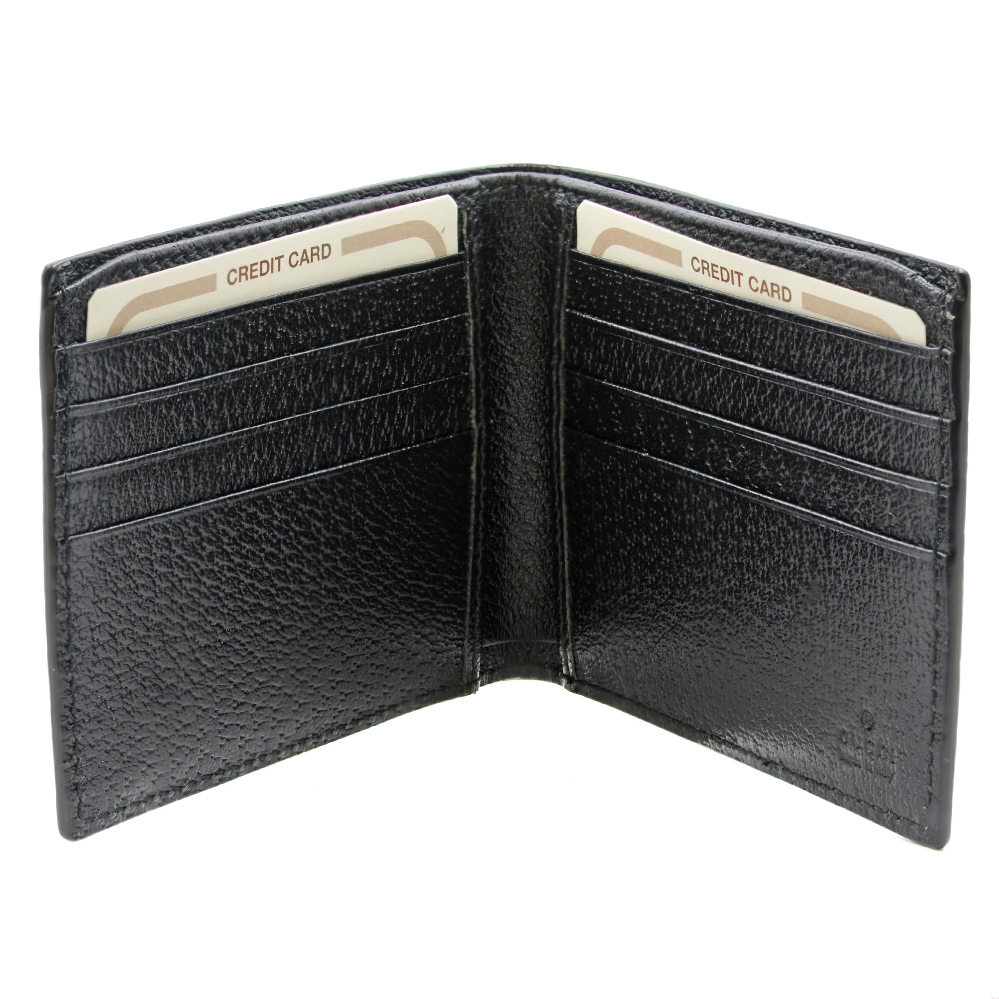Gucci GG Marmont Bi Fold Black Leather Mens Wallet 428726 In Excellent Condition In New York, NY