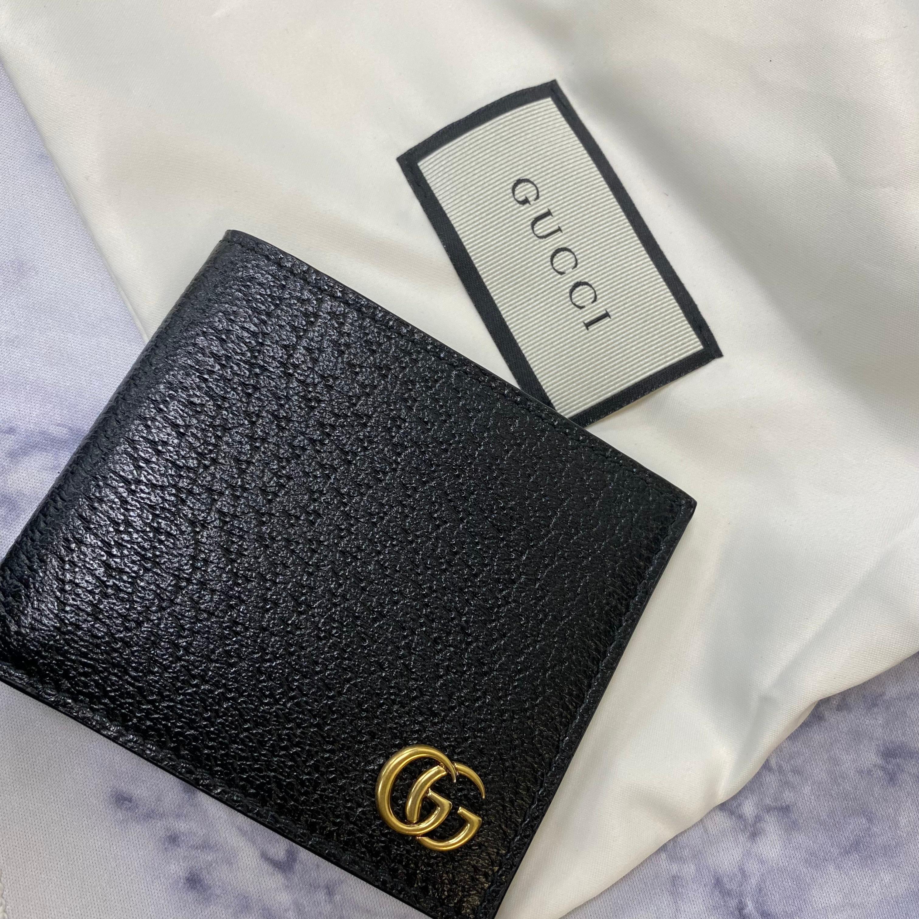 Gucci GG Marmont Bi Fold Black Leather Mens Wallet 428726 1