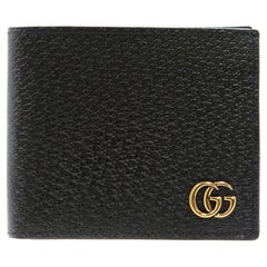 Gucci GG Marmont Bi Fold Schwarz Leder Herren Geldbörse 428726
