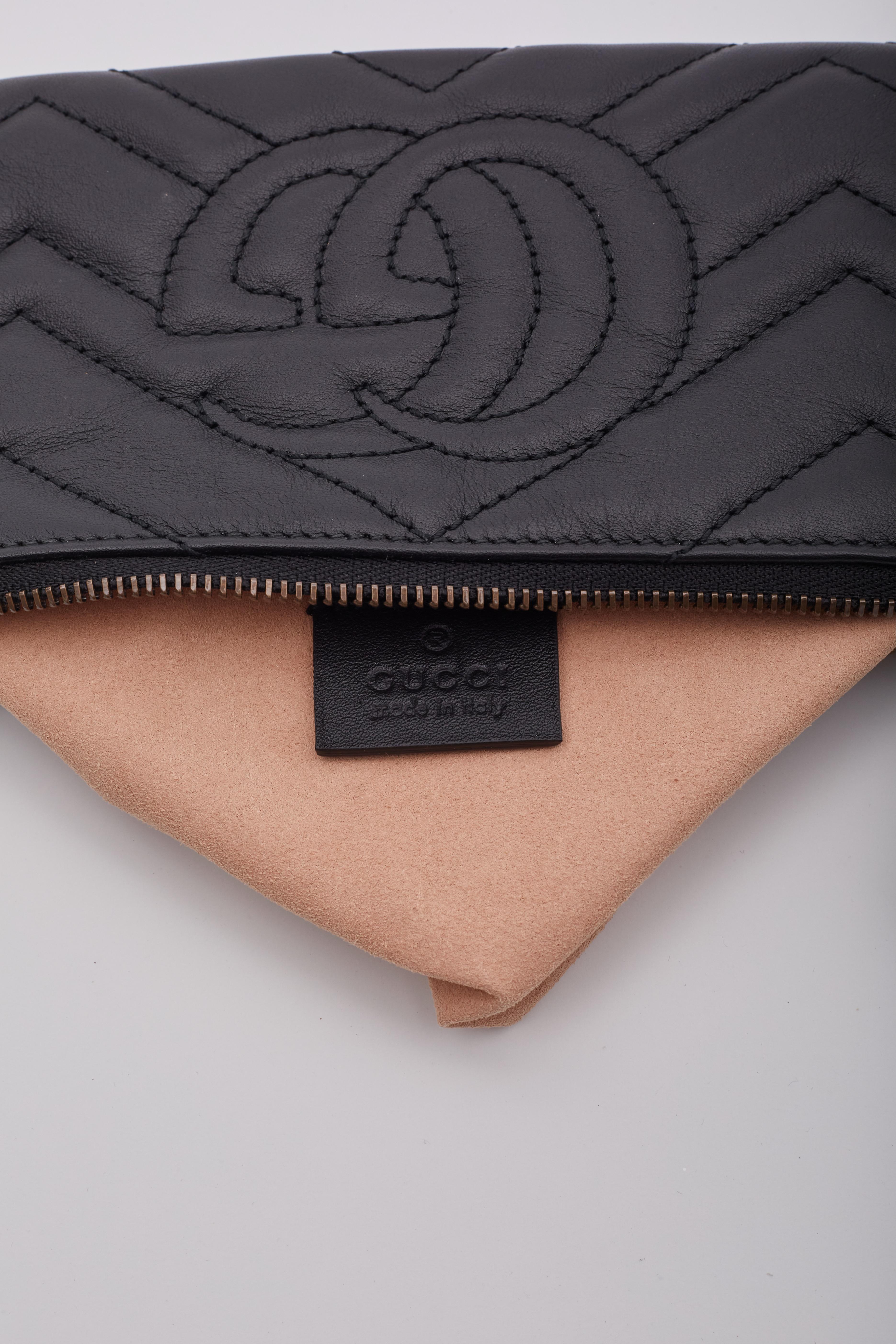 Gucci GG Marmont Black Calfskin Matelasse Chain Bag Mini 1