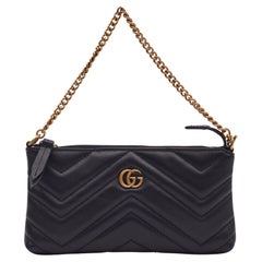 Gucci GG Marmont Black Calfskin Matelasse Chain Bag Mini