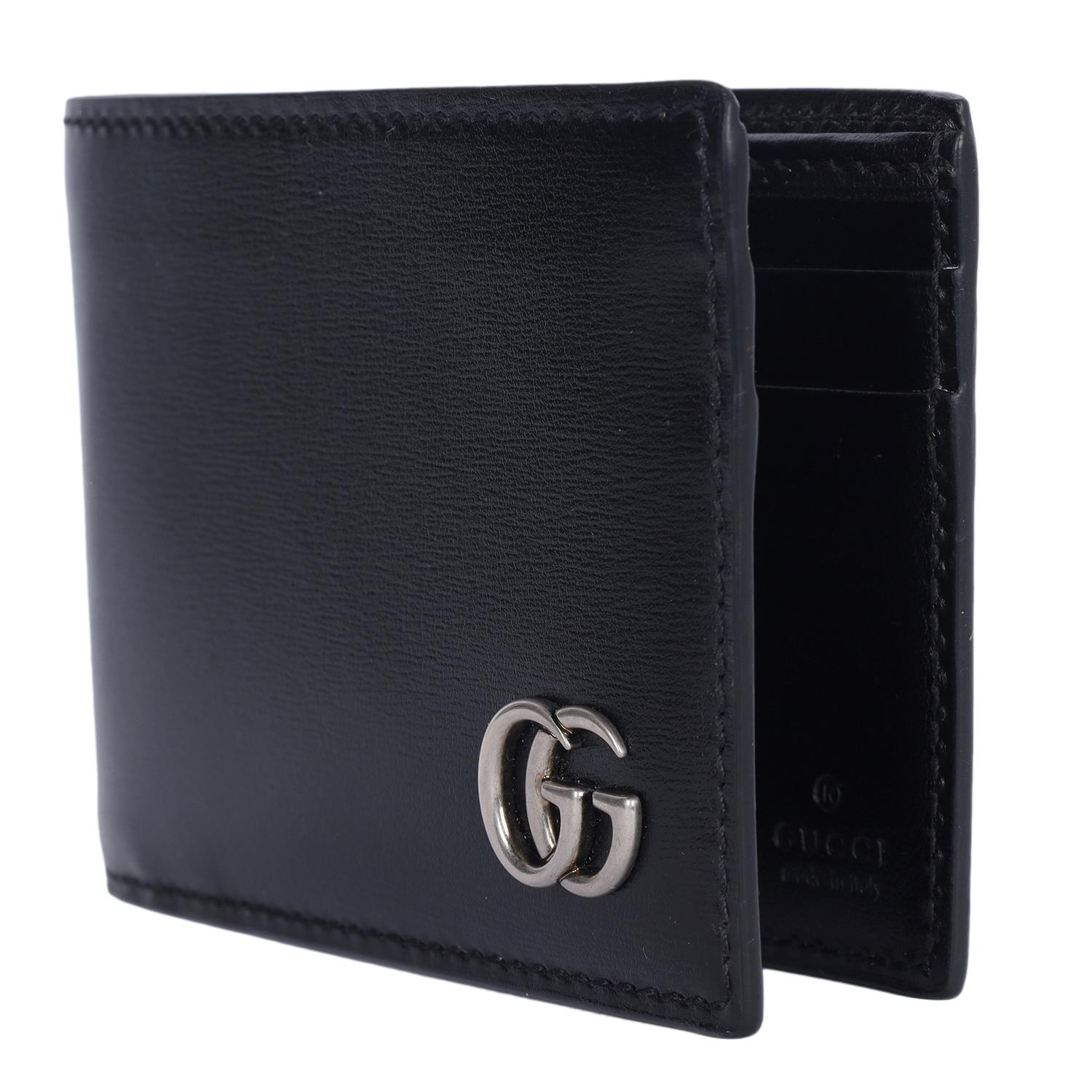Women's or Men's Gucci GG Marmont Black Leather Bi Fold Wallet For Sale