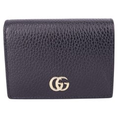 Gucci GG Marmont Black Leather Wallet Gold Logo