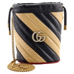 Gucci GG Marmont Bucket Bag Diagonal Quilted Leather Mini