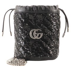 Gucci GG Marmont Bucket Bag Diagonal Quilted Sequins Mini