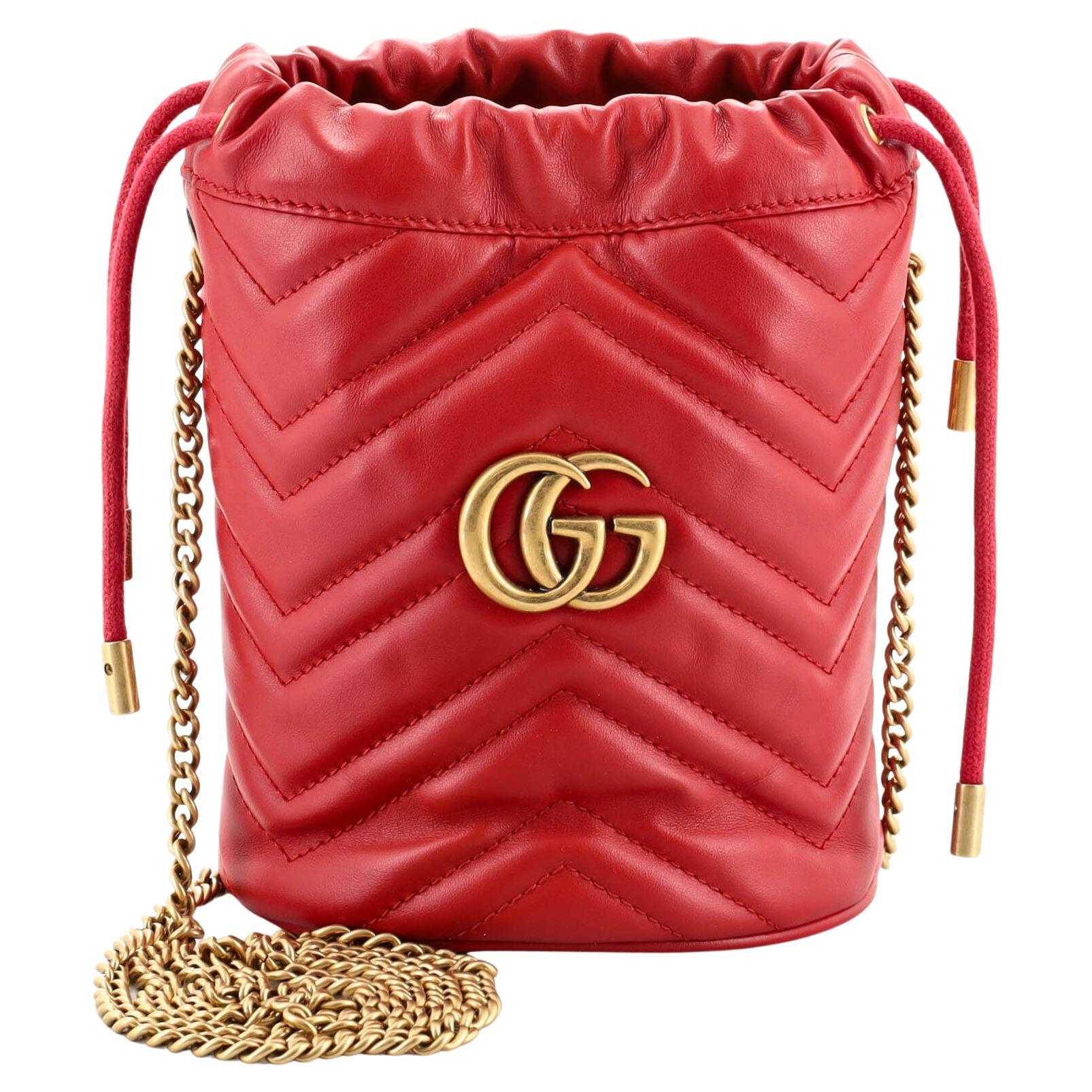Gucci GG Marmont Bucket Bag Matelasse Leather Mini