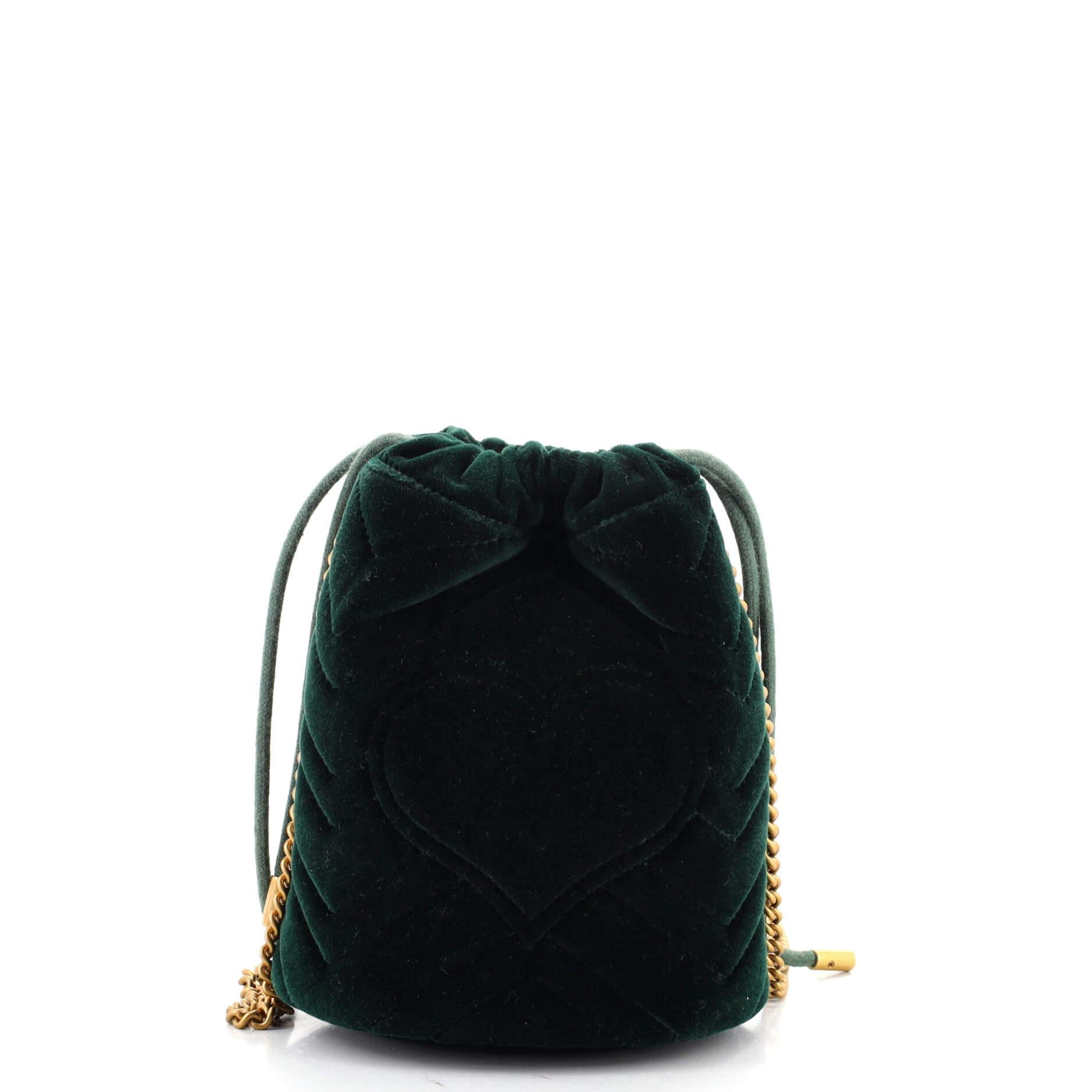 Black Gucci GG Marmont Bucket Bag Matelasse Velvet Mini