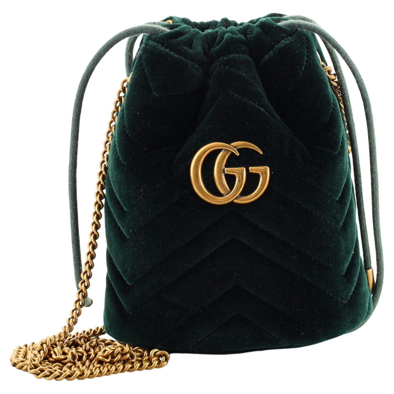 Gucci GG Marmont Bucket Bag Matelasse Velvet Mini