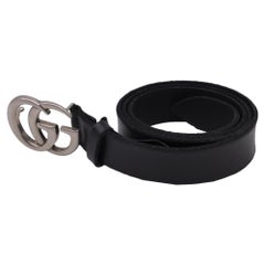 Gucci GG Marmont Buckle Belt in Black Leather