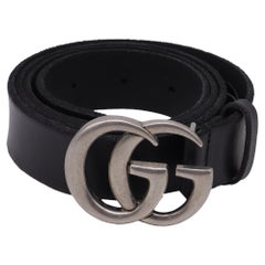 Gucci GG Marmont Buckle Belt in Black Leather