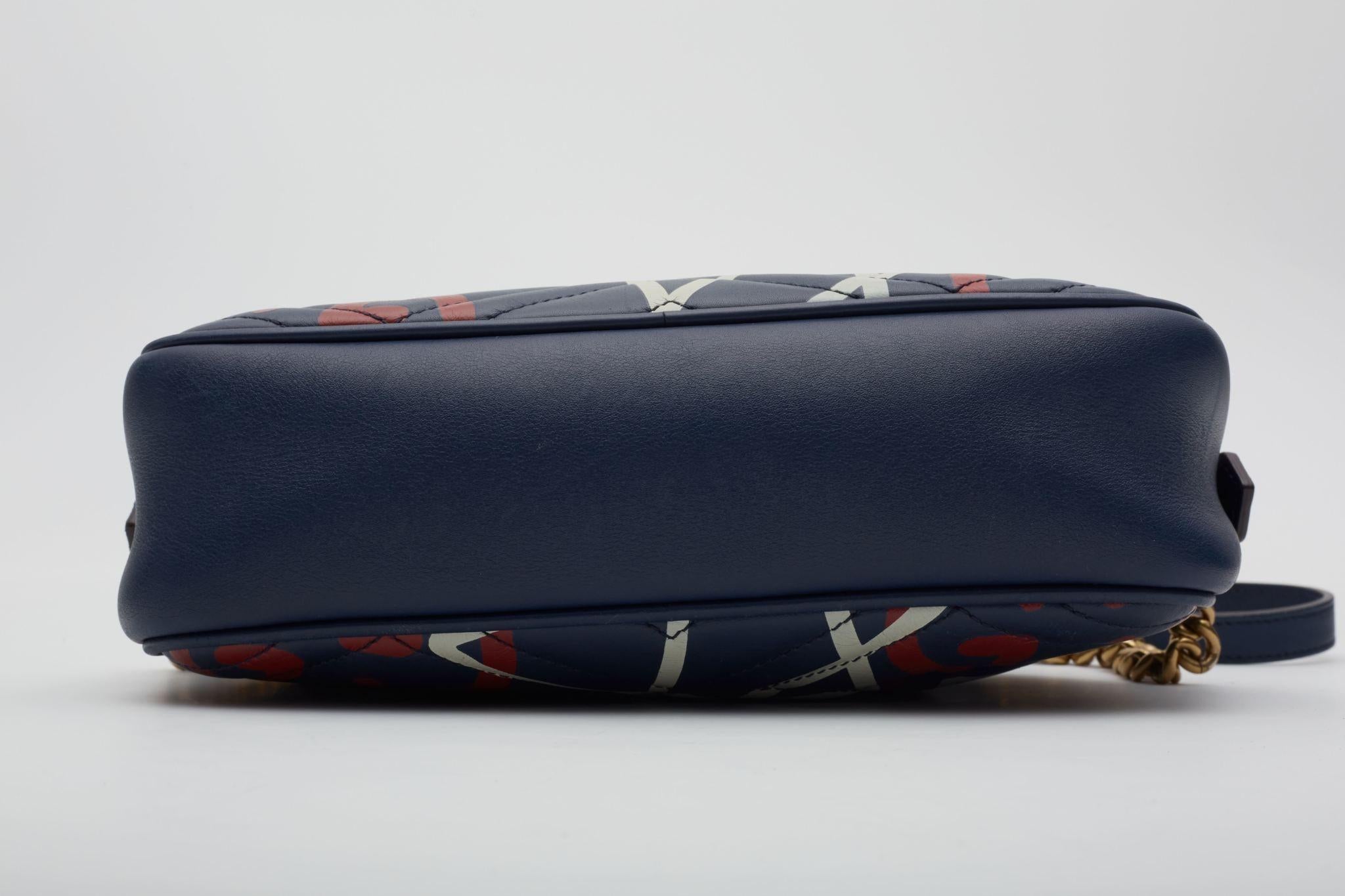 Gucci GG Marmont Calf Ghost Shoulder Bag Blue Red Small 1