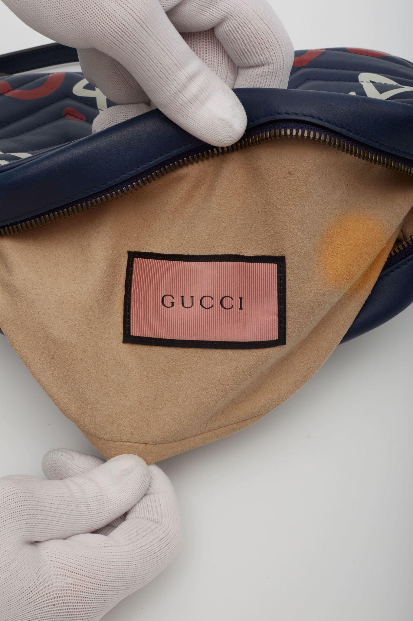 Gucci GG Marmont Calf Ghost Shoulder Bag Blue Red Small 3