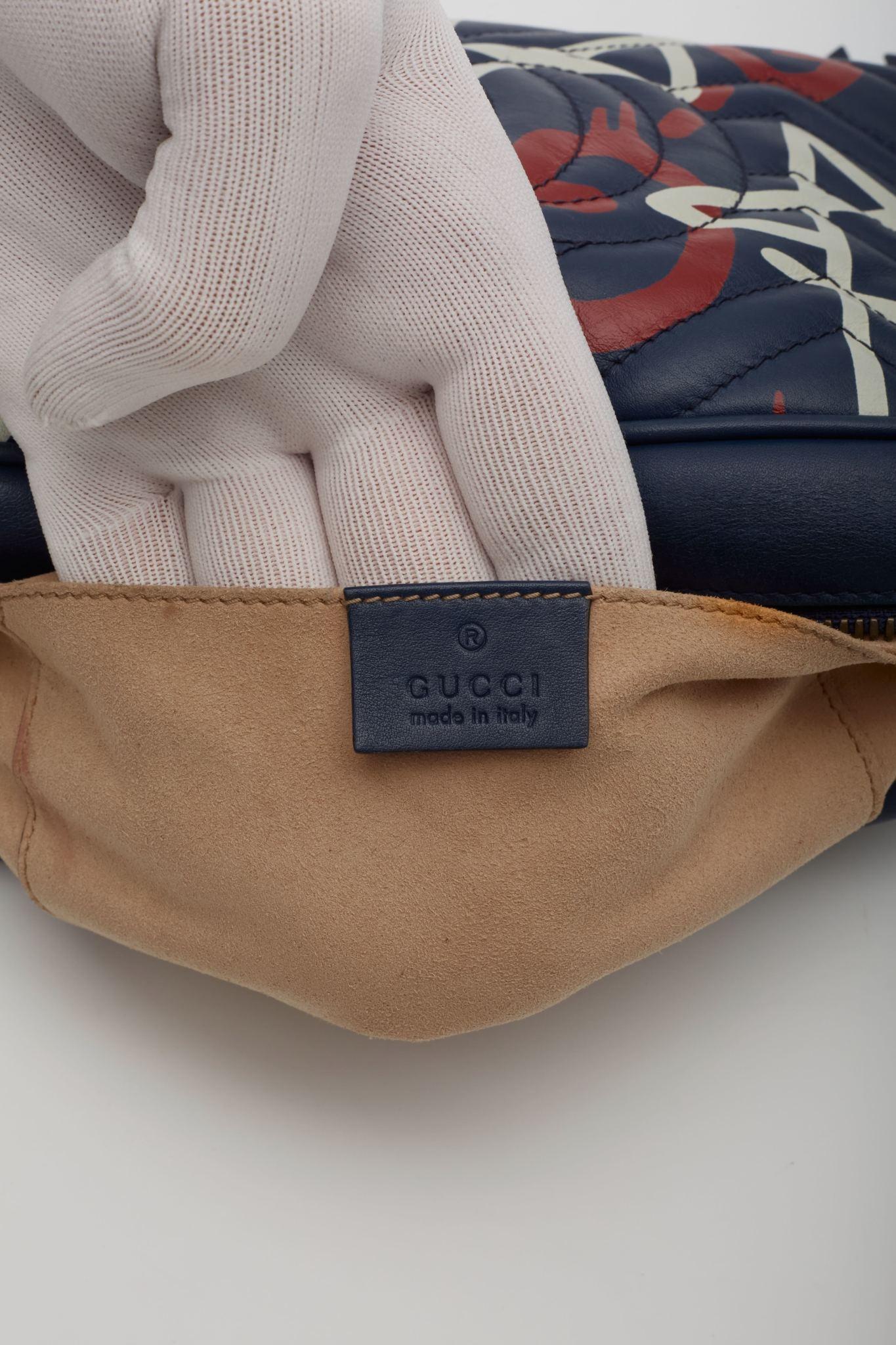 Gucci GG Marmont Calf Ghost Shoulder Bag Blue Red Small 4