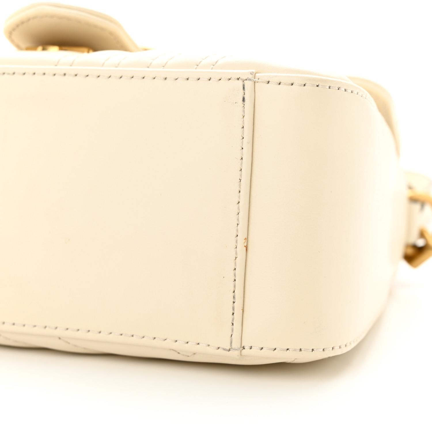 Gucci GG Marmont Calfskin Matelasse Shoulder Bag White Mini For Sale 9