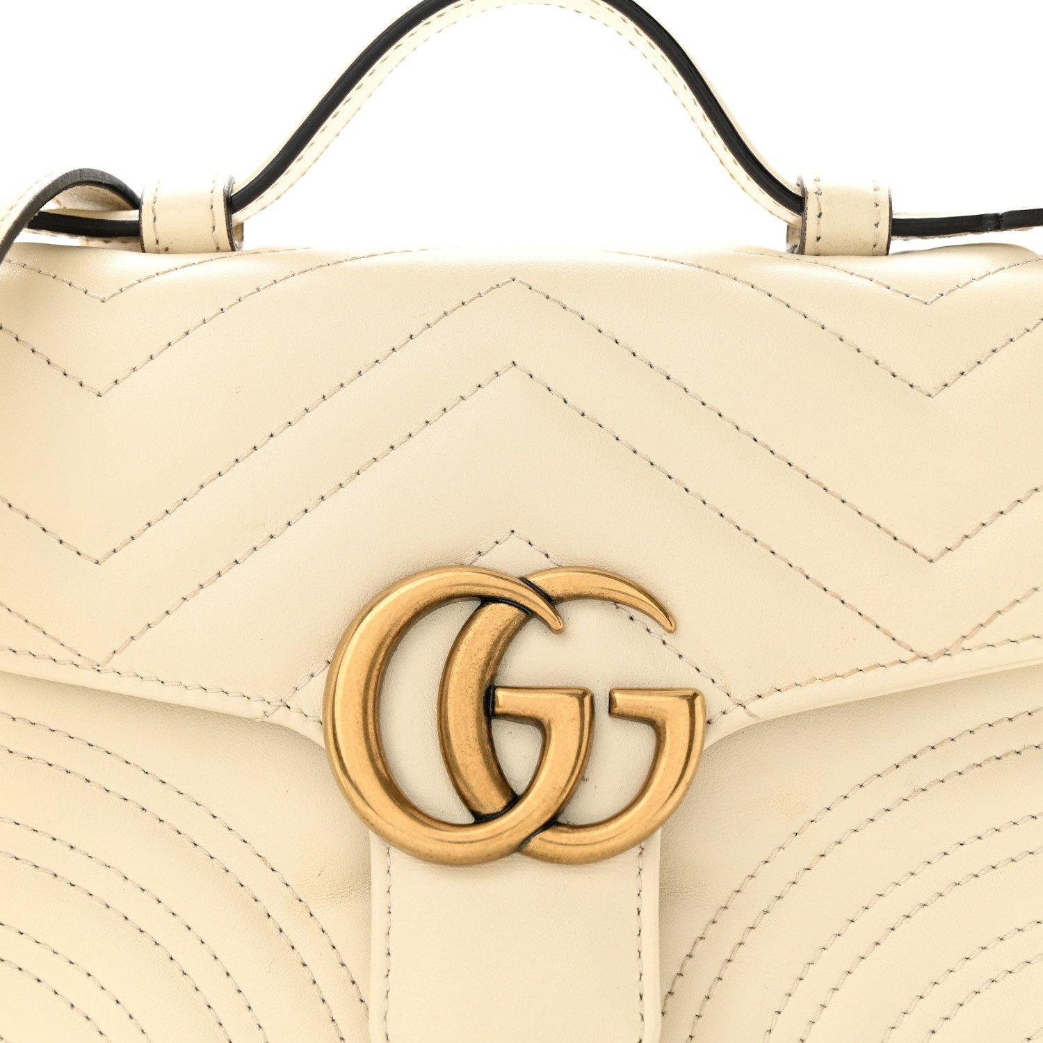 Women's Gucci GG Marmont Calfskin Matelasse Shoulder Bag White Mini For Sale