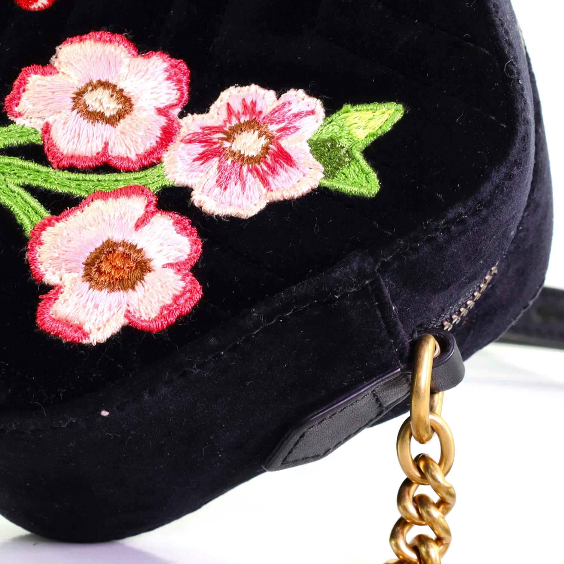 Women's or Men's Gucci GG Marmont Camera Bag Embroidered Matelasse Velvet Small