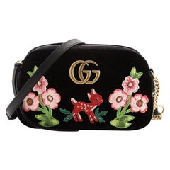 Gucci GG Marmont Camera Bag Embroidered Matelasse Velvet Small