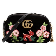 Gucci GG Marmont Camera Bag Embroidered Matelasse Velvet Small