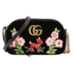 Gucci GG Marmont Camera Bag Embroidered Matelasse Velvet Small