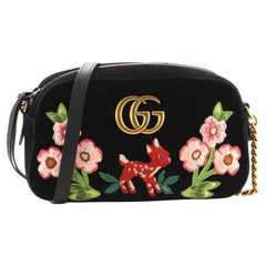 Gucci GG Marmont Camera Bag Embroidered Matelasse Velvet Small