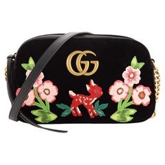 Gucci GG Marmont Camera Bag Embroidered Matelasse Velvet Small