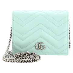 Gucci GG Marmont Card Case on Chain Matelasse Leather