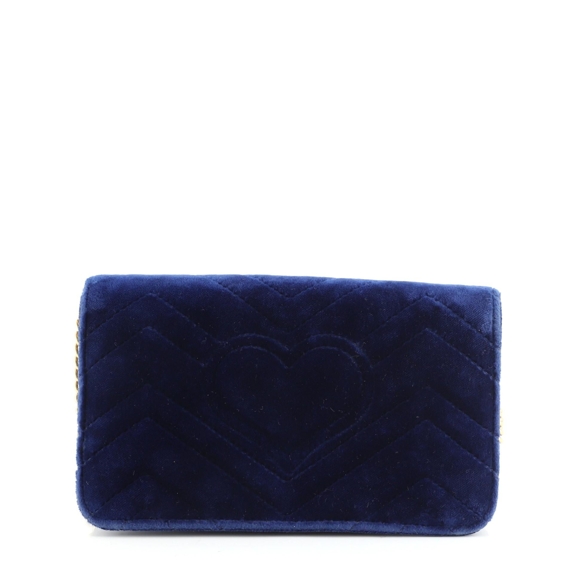 Gucci GG Marmont Kette Klappentasche Matelasse Samt Mini (Schwarz)
