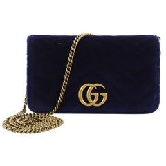 Gucci GG Marmont Chain Flap Bag Matelasse Velvet Mini